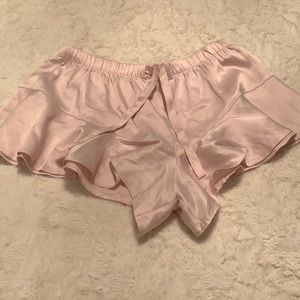 Silky ruffle pajama shorts